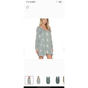 FREE PEOPLE Emma's Embroidered Dress women's Misty Teal Back Cut Out Size XS-S